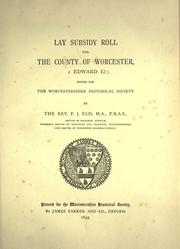 Cover of: Lay subsidy roll for the county of Worcester by Great Britain. Exchequer.