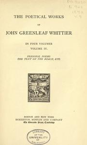 Cover of: The poetical works of John Greenleaf Whittier. by John Greenleaf Whittier, John Greenleaf Whittier