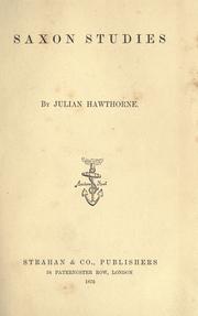 Cover of: Saxon studies