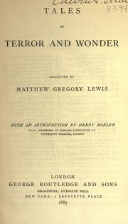 Cover of: Tales of terror and wonder by Matthew Gregory Lewis
