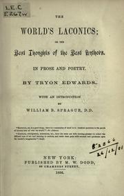 Cover of: The world's laconics by Edwards, Tryon