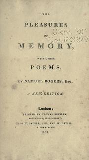 Cover of: The pleasures of memory by Samuel Rogers, Samuel Rogers