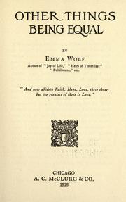 Cover of: Other things being equal by Wolf, Emma