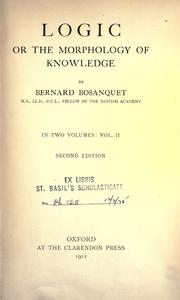 Cover of: Logic by Bernard Bosanquet