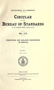 Cover of: Structure and related properties of metals.