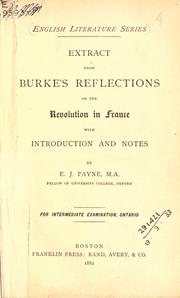 Cover of: Extract from Burke's Reflections on the Revolution in France.: With introd. and notes by E.J. Payne.