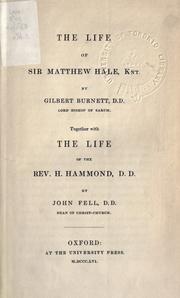 Cover of: The life of Sir Matthew Hale, Knt