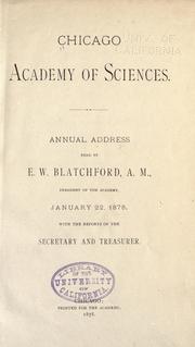 Cover of: Annual address read by E.W. Blatchford ... by Chicago Academy of Sciences.