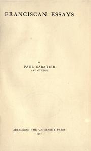 Cover of: Franciscan essays by by Paul Sabatier ... [et al.].