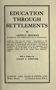 Cover of: Education through settlements