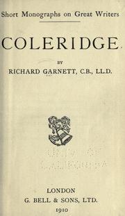 Cover of: Coleridge. by Richard Garnett