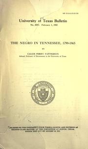 Cover of: Negro in Tennessee, 1790-1865
