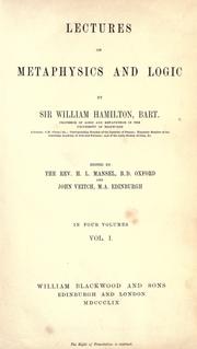 Lectures on metaphysics and logic by Sir William Hamilton, 9th Baronet