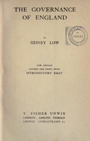 Cover of: The governance of England.