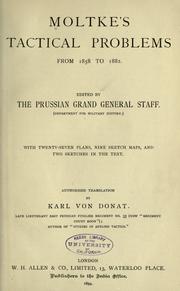 Cover of: Moltke's tactical problems from 1858-1882