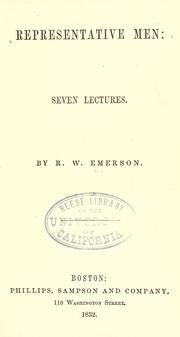 Cover of: Representative men by Ralph Waldo Emerson