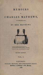 Cover of: Memoirs of Charles Mathews, comedian by Mathews Mrs.