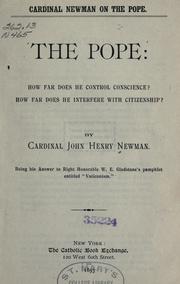 Cover of: The Pope by John Henry Newman