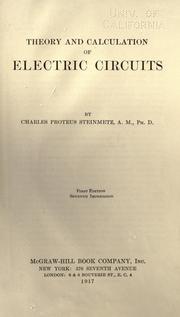 Cover of: Theory and calculations of electrical circuits