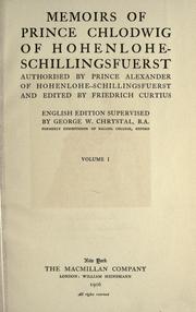 Cover of: Memoirs. by Hohenlohe-Schillingsfürst, Chlodwig Karl Viktor Fürst zu