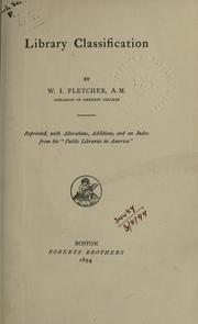 Cover of: Library classification. by William Isaac Fletcher, William Isaac Fletcher