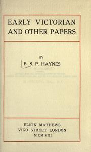 Cover of: Early Victorian and other papers by E. S. P. Haynes