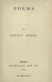 Cover of: Poems by Ernest Myers, Ernest Myers