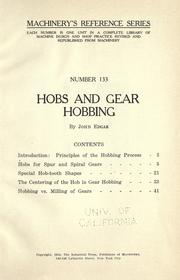 Cover of: Hobs and gear hobbing