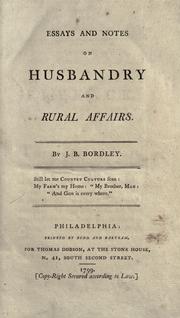 Cover of: Essays and notes on husbandry and rural affairs.