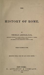 Cover of: The history of Rome by Arnold, Thomas