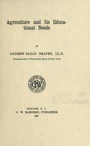 Cover of: Agriculture and its educational needs. by A. S. Draper