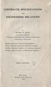 Cover of: Contracts, specifications and engineering relations by Daniel W. Mead