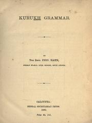 Cover of: Kuru©œk©œh grammar by Ferdinand Hahn