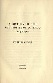 Cover of: A history of the University of Buffalo, 1846-1917