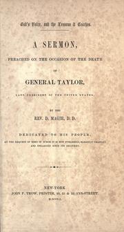 Cover of: God's voice, and the lessons it teaches: a sermon, preached on the occasion of the death of General Taylor, late President of the United States