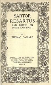 Cover of: Sartor resartus and essays on Burns and Scott.