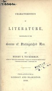 Cover of: Characteristics of literature by Henry T. Tuckerman