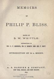 Cover of: Memoirs of Philip P. Bliss.
