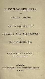 Cover of: Electro-chemistry by Charles Chalmers