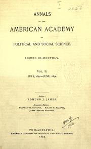 Cover of: Annals. by American Academy of Political and Social Science.