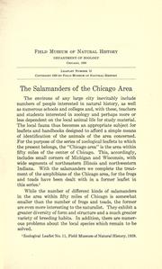 Cover of: The salamanders of the Chicago area
