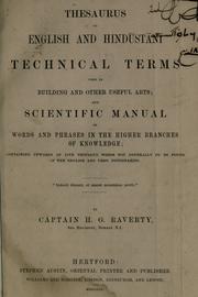Cover of: Thesaurus of English and Hindūstānī technical terms used in building and other useful arts by Henry George Raverty