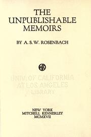 The unpublishable memoirs by A. S. W. Rosenbach