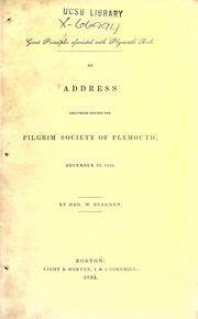 Cover of: address delivered before the Pilgrim Society of Plymouth, December 22, 1834