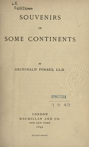 Cover of: Souvenirs of some continents by Archibald Forbes