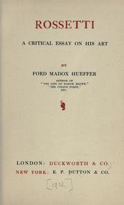 Cover of: Rossetti: a critical essay on his art