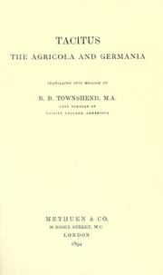 Cover of: Tacitus, the Agricola and Germania by P. Cornelius Tacitus