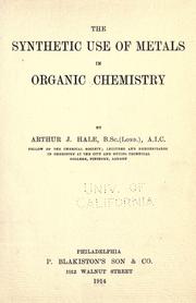 Cover of: The synthetic use of metals in organic chemistry.