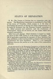 Cover of: Status of reparation.