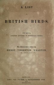 Cover of: A list of British birds.: The genera arranged according to Sundevall's method. The nomenclature